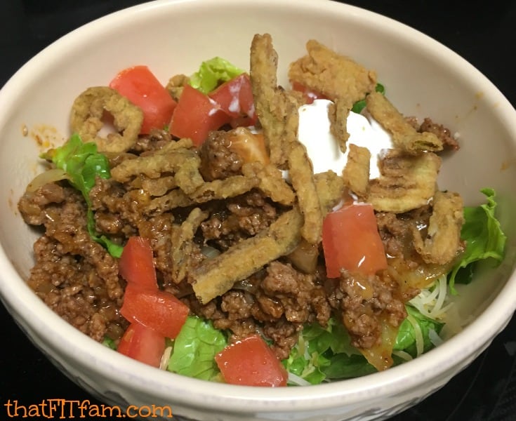 those crispy jalapenos really make this low carb taco salad a must try! it's a regular menu item at our house now! so yummy & healthy! healthy substitutes list