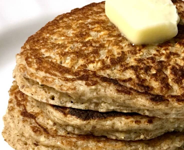 super easy and delicious whole grain flax seed pancakes, gluten free & high protein & surprisingly fluffy! great breakfast!