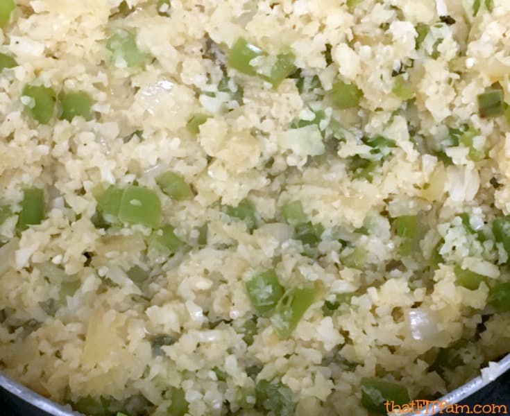 delicious easy spicy cauliflower rice, goes great with cajun shrimp & is low carb! diet friendly!