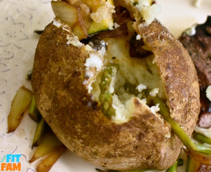 Healthy loaded baked potato is so nutrient rich and delicious! You'd never guess it was low carb. Perfect side dish for dinner! Family friendly meal!