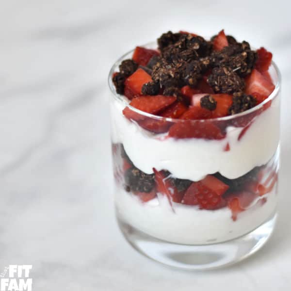 This is a high protein yogurt parfait that you can meal prep at the start of each week and enjoy for breakfast on those hot Summer mornings.