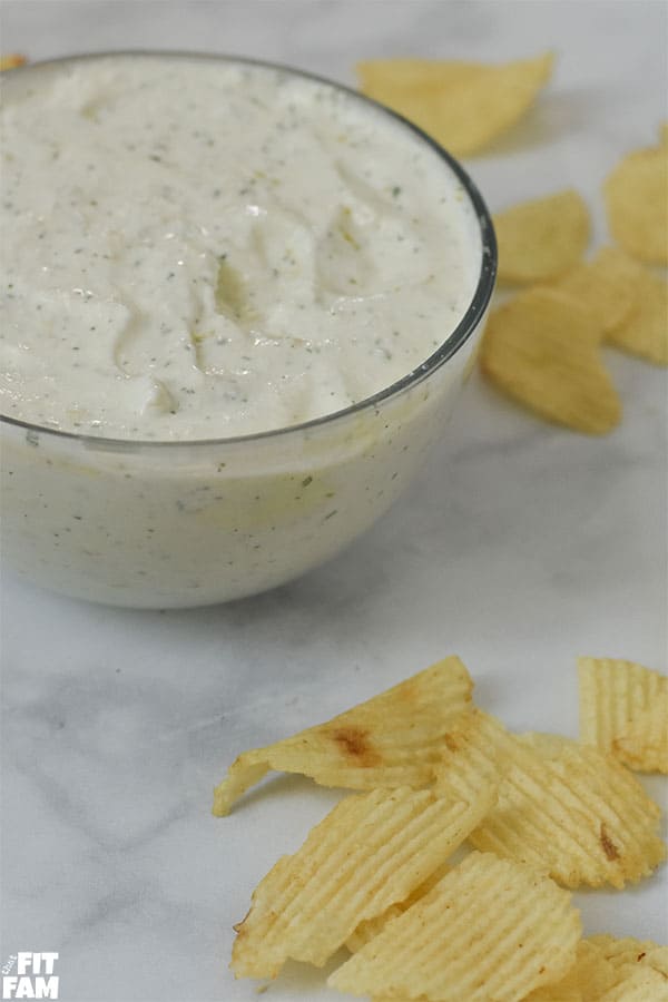 cottage cheese chip dip in a bowl
