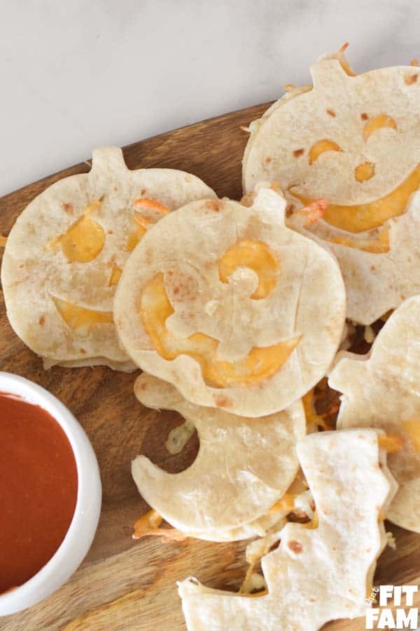 Halloween shaped baked quesadillas 