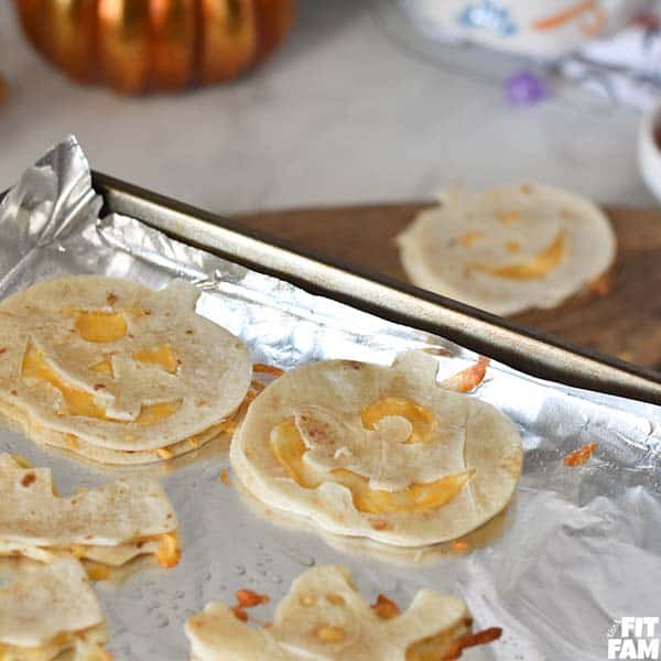 baked quesadillas with Halloween shapes