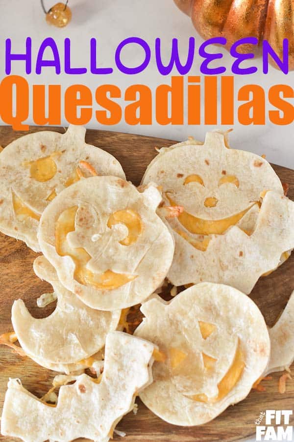 pumpkin, ghost, and bat quesadillas