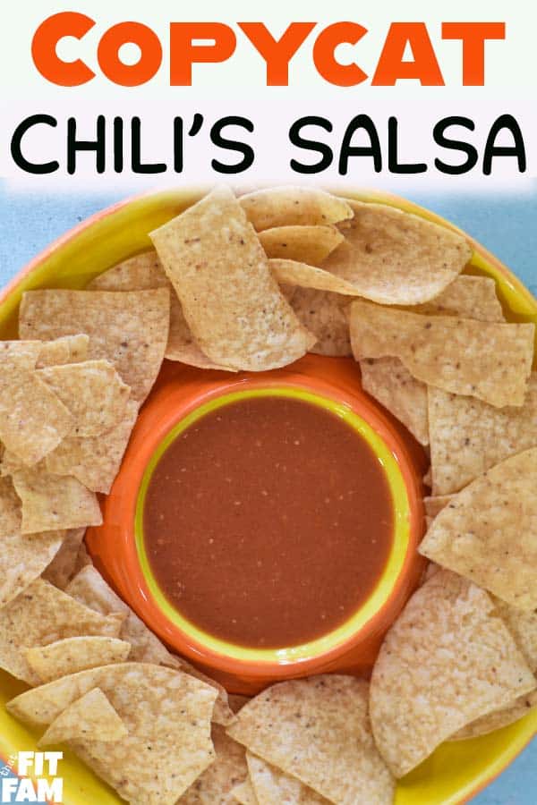 red salsa on plate with tortilla chips