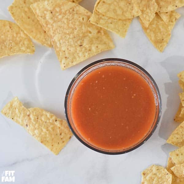 red salsa with tortilla chips