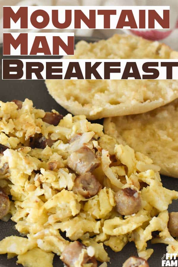 mountain man breakfast with eggs & sausage scrambled