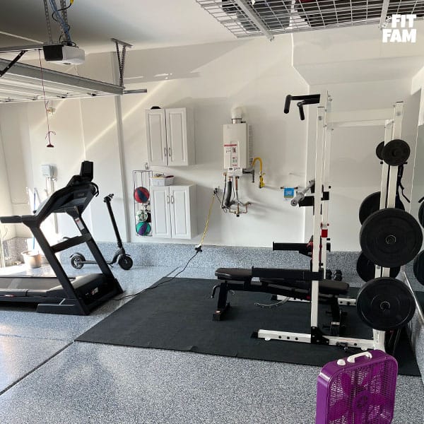 garage gym squat rack and treadmill