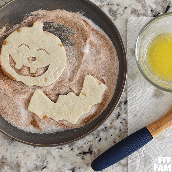 cinnamon sugar sweet Halloween shaped quesadillas